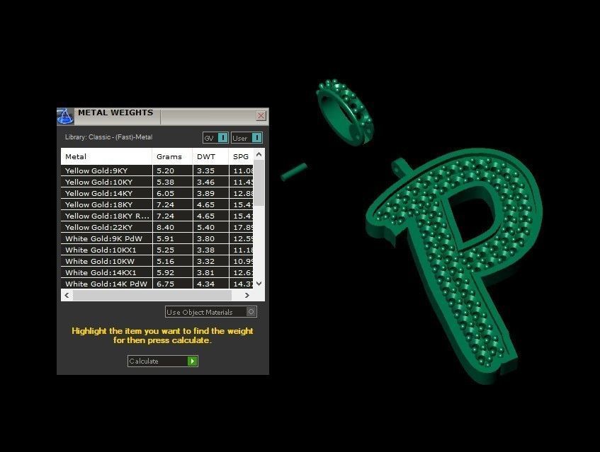 Model 836 Initial P Diamond Letter Pendant 3D print model_11