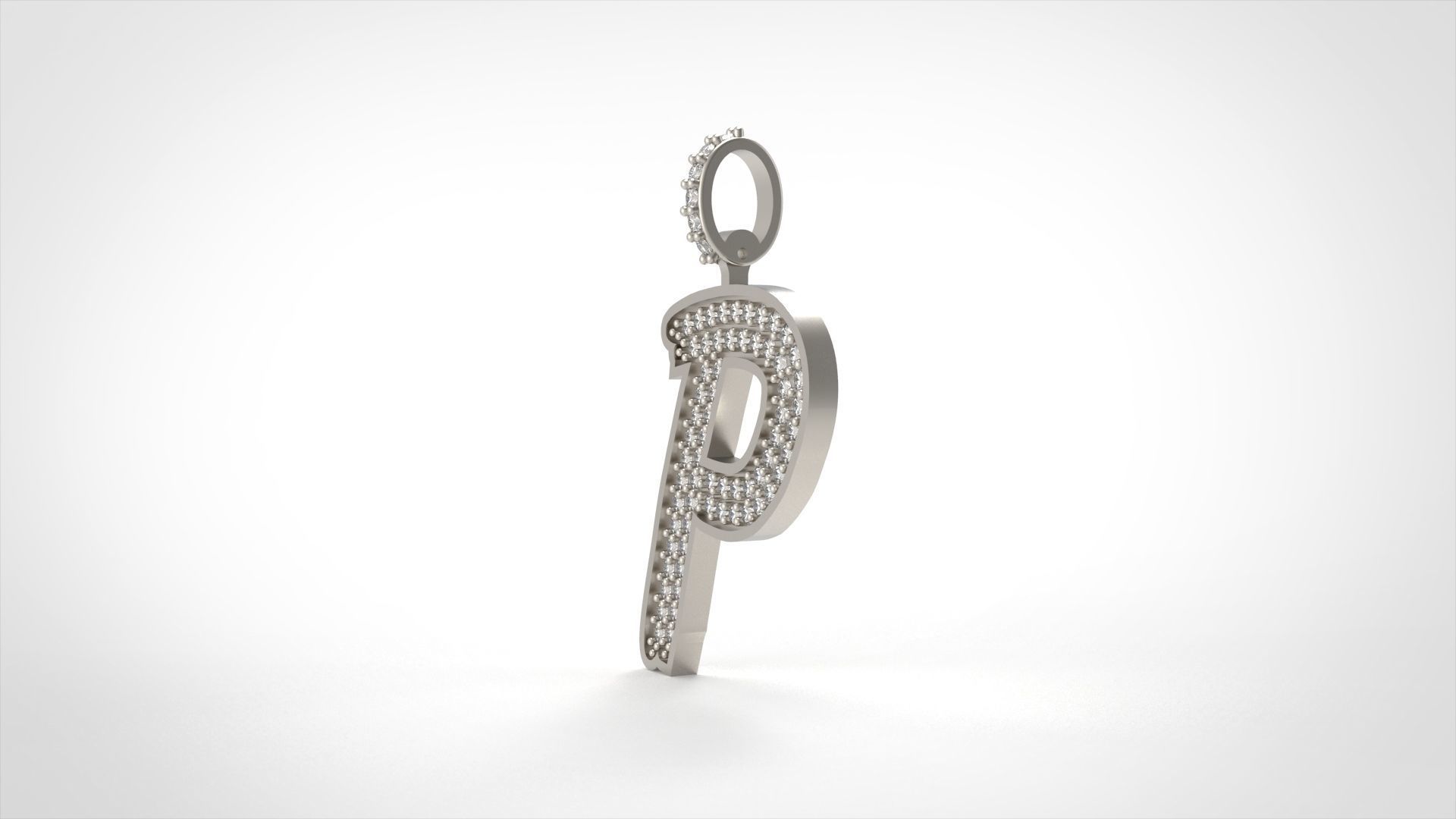 Model 836 Initial P Diamond Letter Pendant 3D print model_3