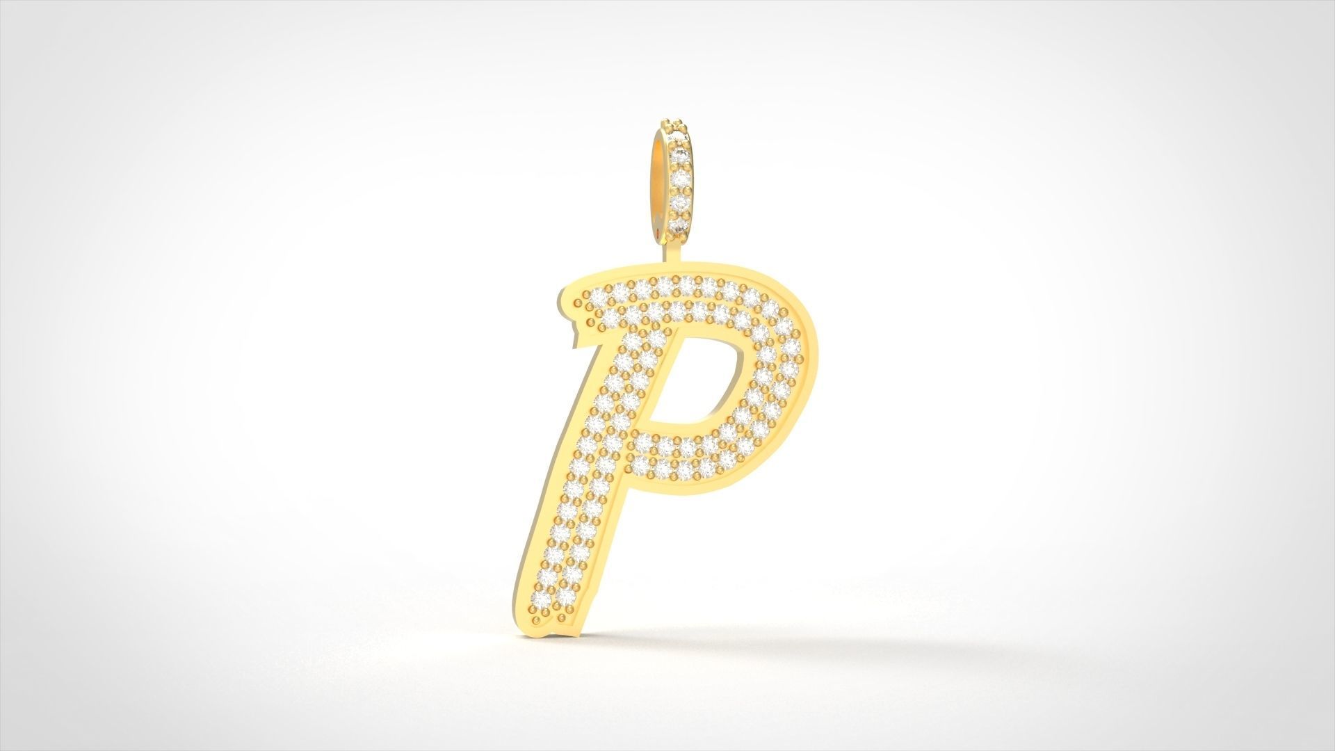 Model 836 Initial P Diamond Letter Pendant 3D print model_2