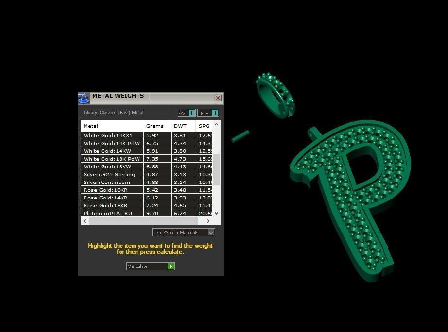 Model 836 Initial P Diamond Letter Pendant 3D print model_12
