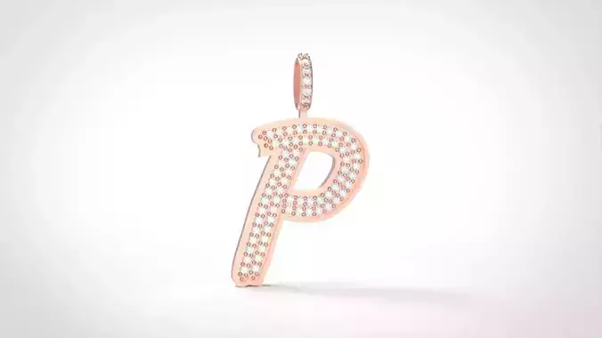 Model 836 Initial P Diamond Letter Pendant 3D print model