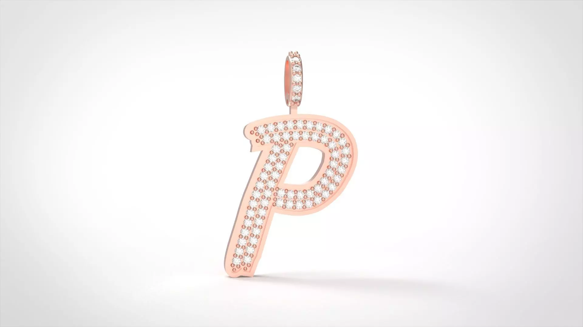 Model 836 Initial P Diamond Letter Pendant 3D print model_0