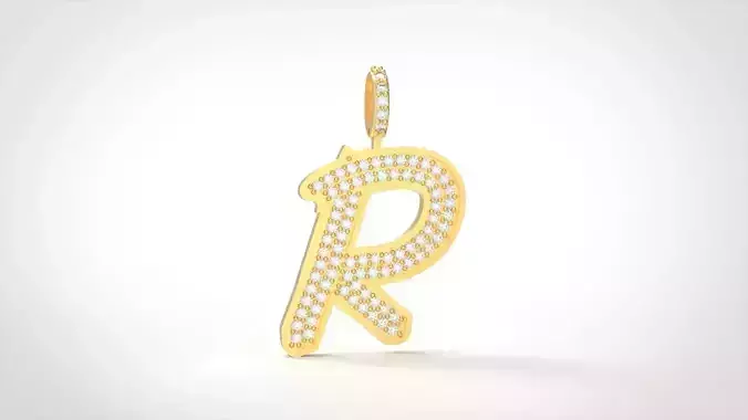 Model 837 Initial R Diamond Letter Pendant 3D print model
