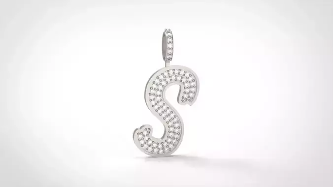 Model 838 Initial S Diamond Letter Pendant 3D print model