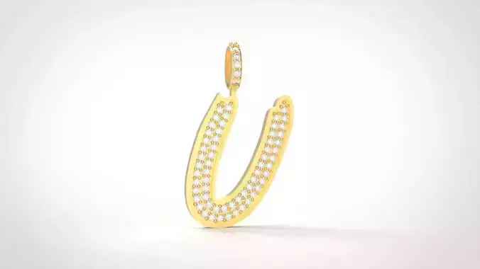 Model 840 Initial U Diamond Letter Pendant 3D print model