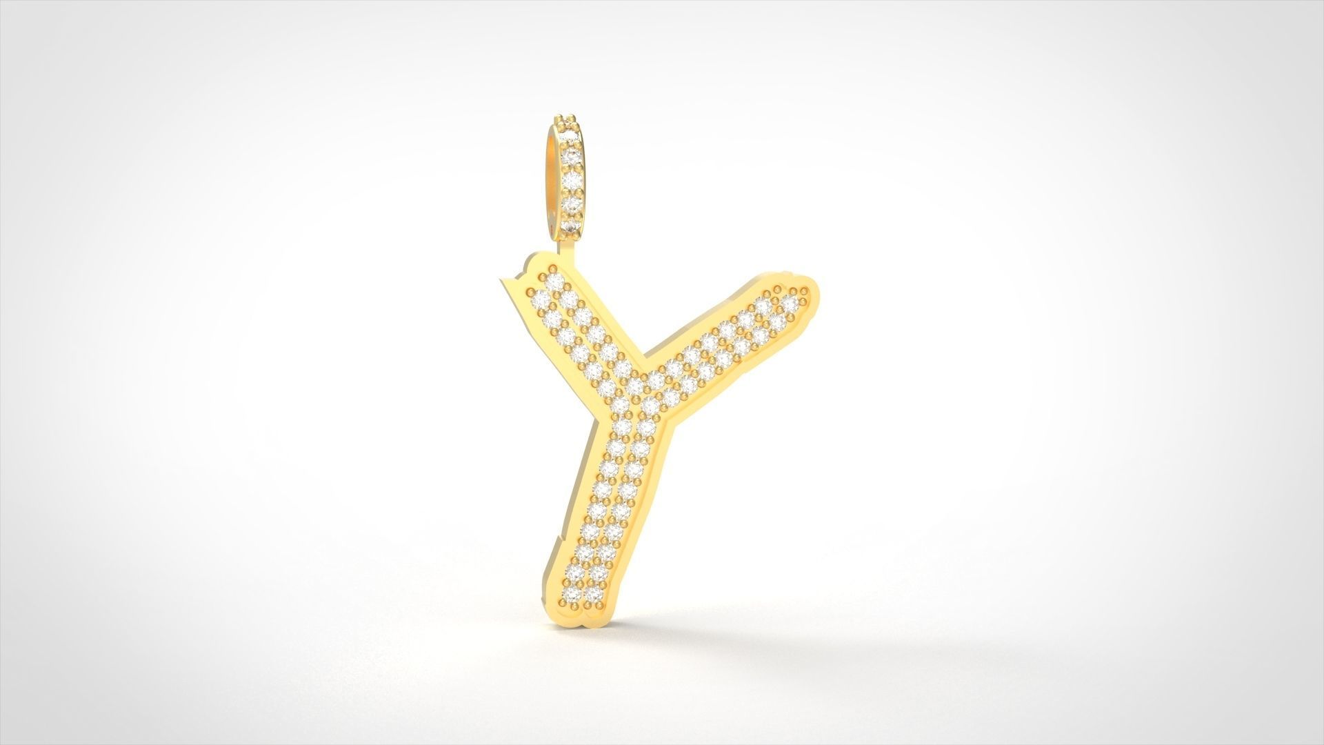 Model 842 Initial Y Diamond Letter Pendant 3D print model_2