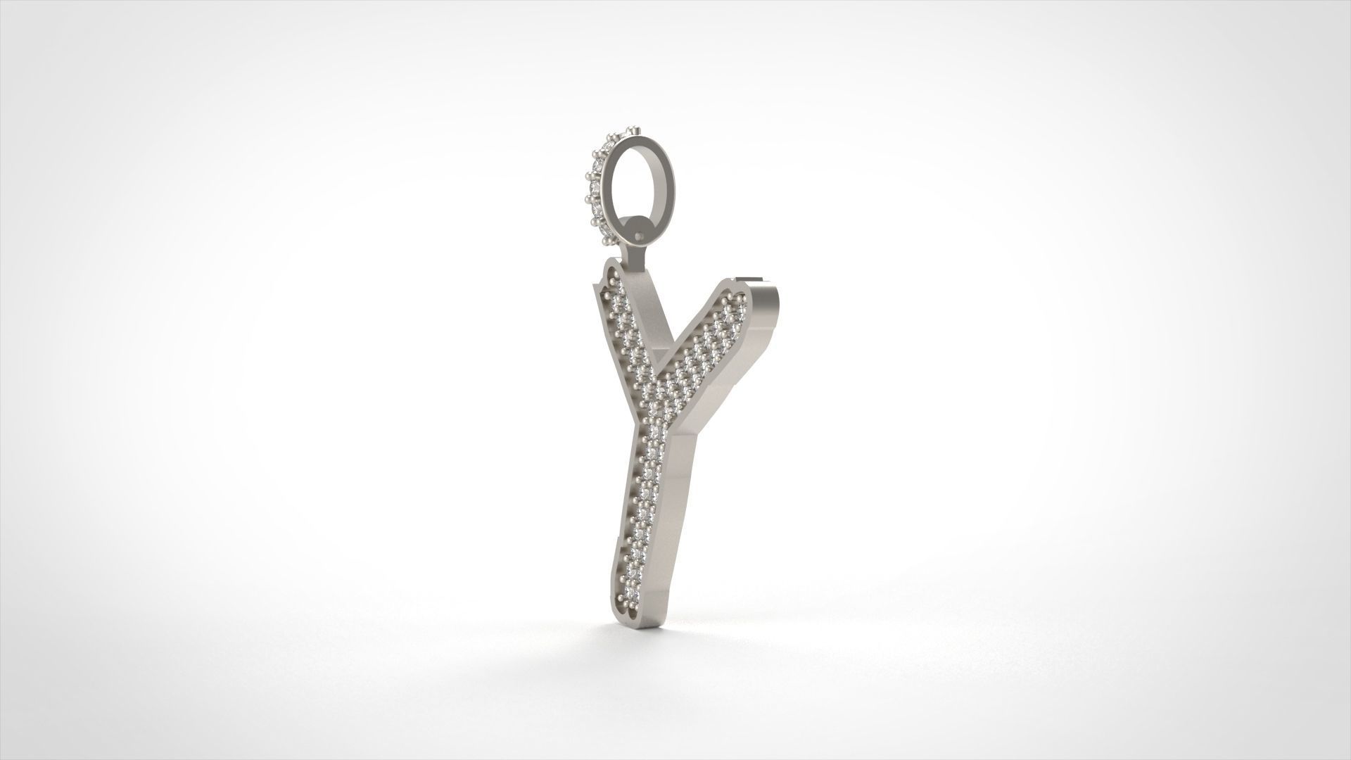 Model 842 Initial Y Diamond Letter Pendant 3D print model_3
