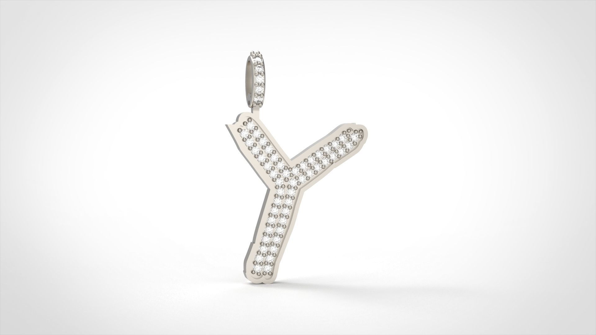 Model 842 Initial Y Diamond Letter Pendant 3D print model_4