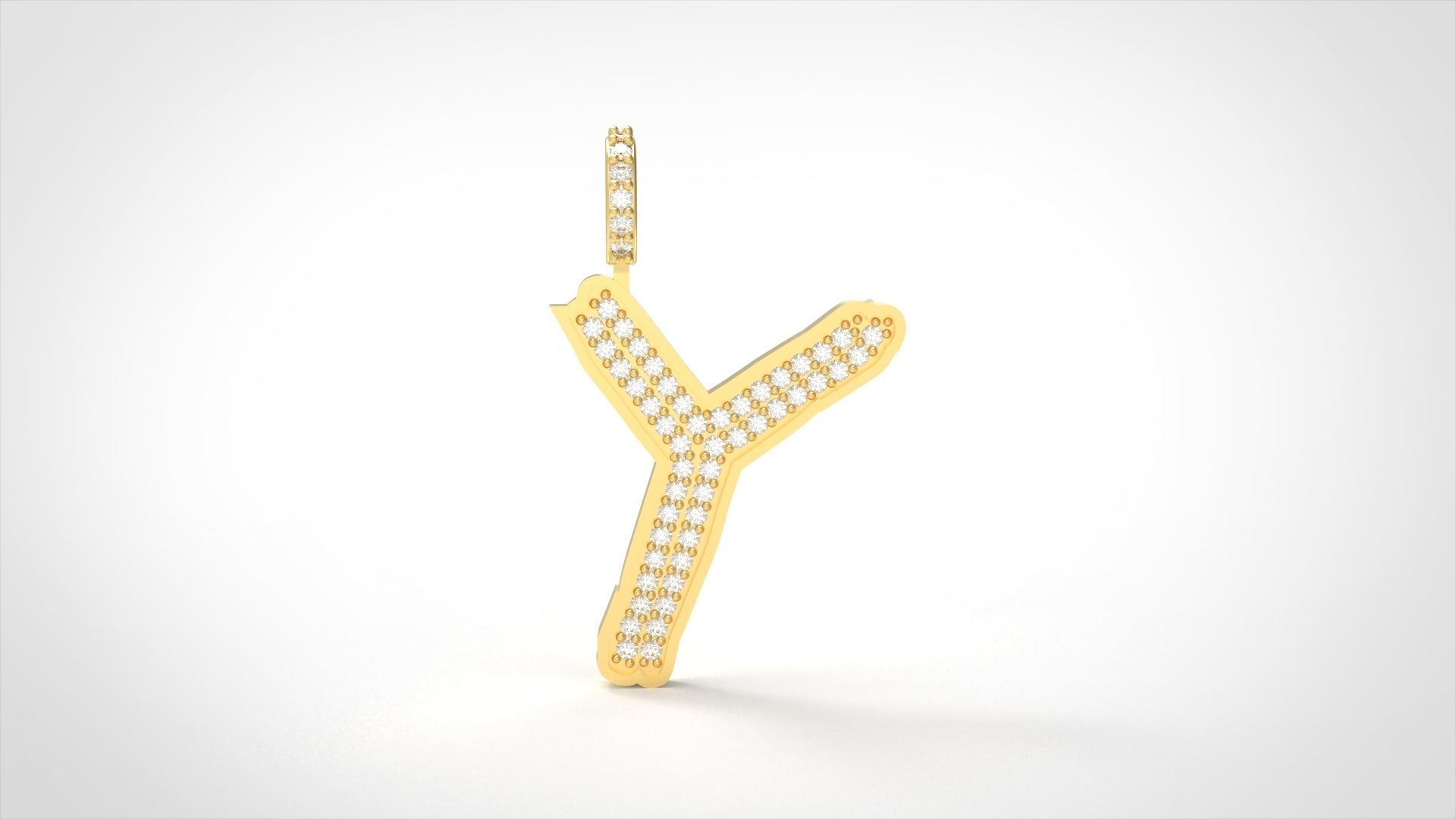Model 842 Initial Y Diamond Letter Pendant 3D print model_1