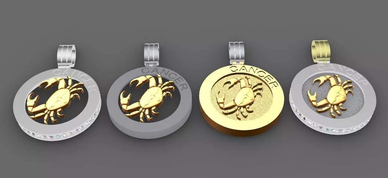  4 model of CANCER pendant 3D print model_0