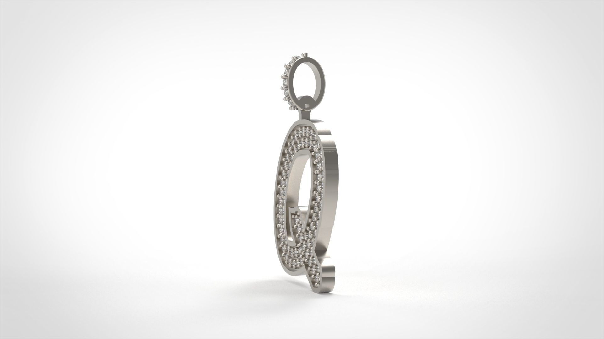 Model 844 Initial Q Diamond Letter Pendant 3D print model_4