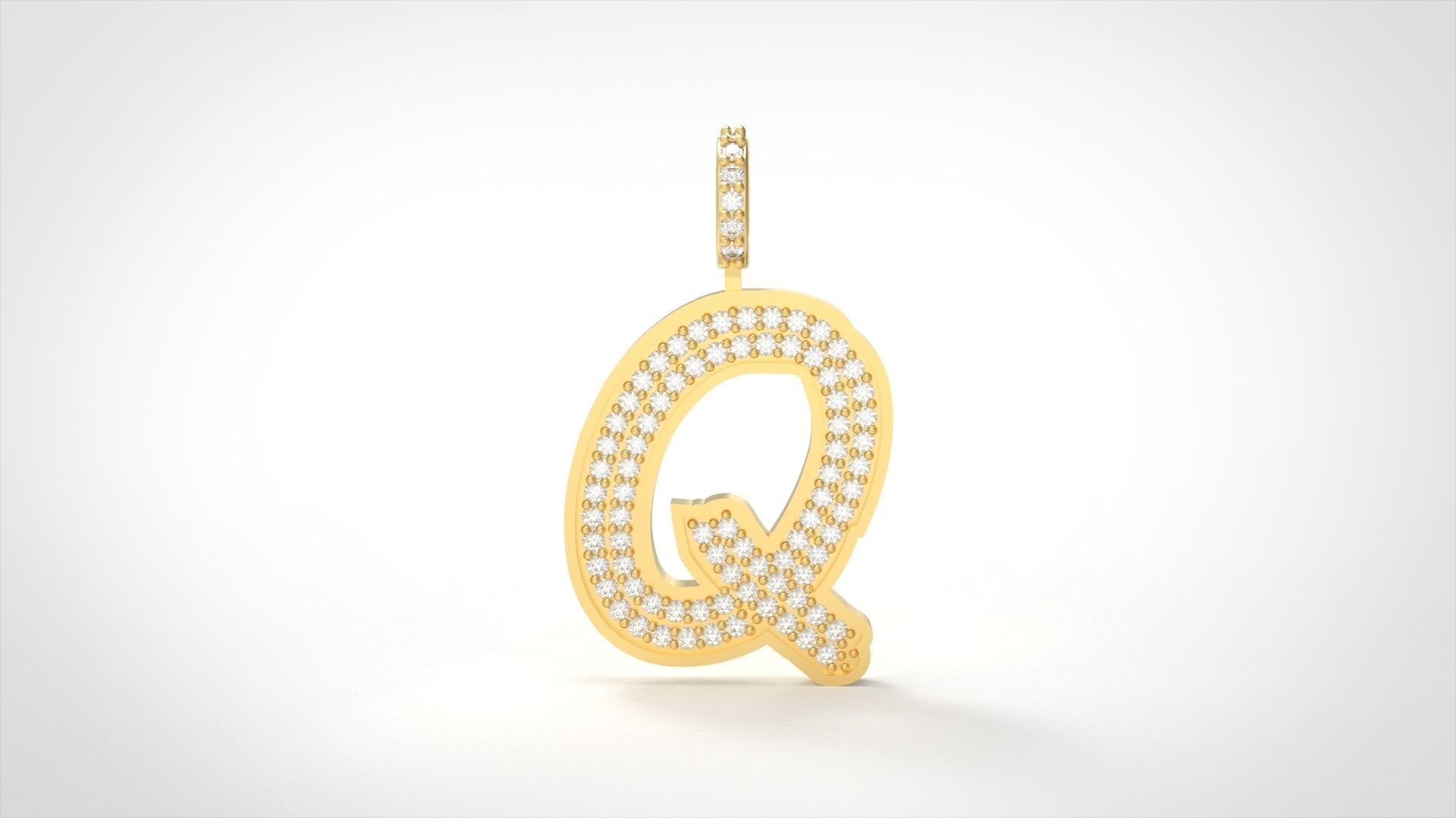 Model 844 Initial Q Diamond Letter Pendant 3D print model_2