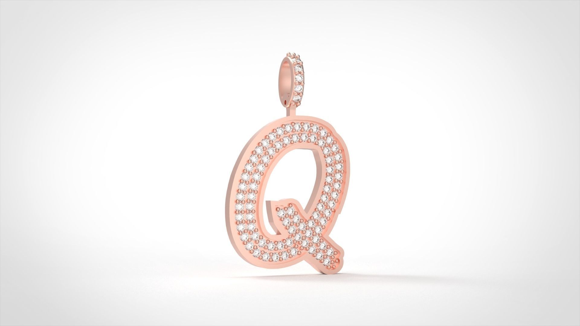 Model 844 Initial Q Diamond Letter Pendant 3D print model_1