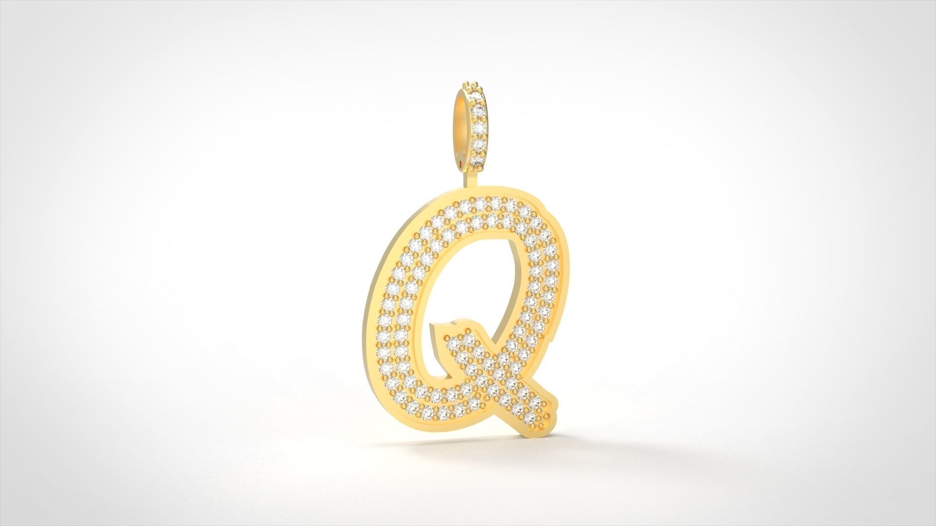 Model 844 Initial Q Diamond Letter Pendant 3D print model_3