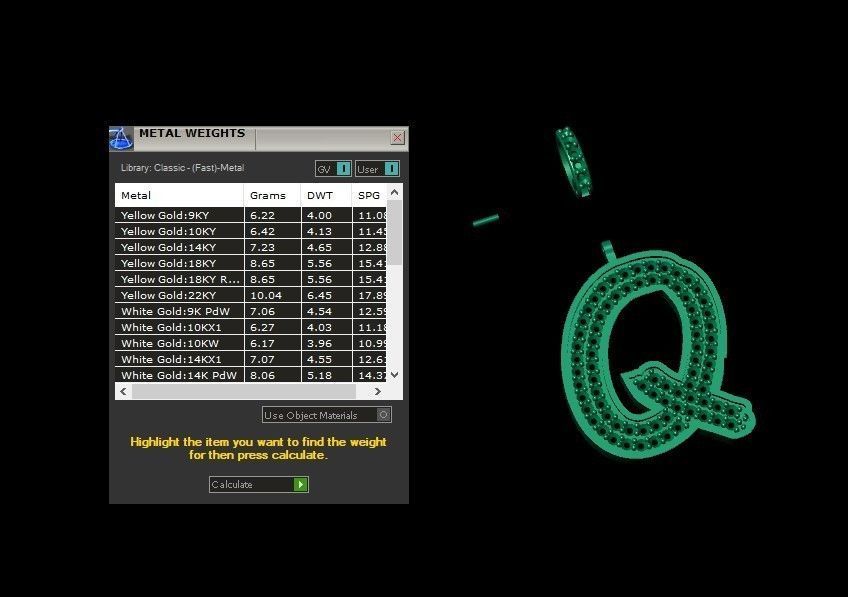 Model 844 Initial Q Diamond Letter Pendant 3D print model_11