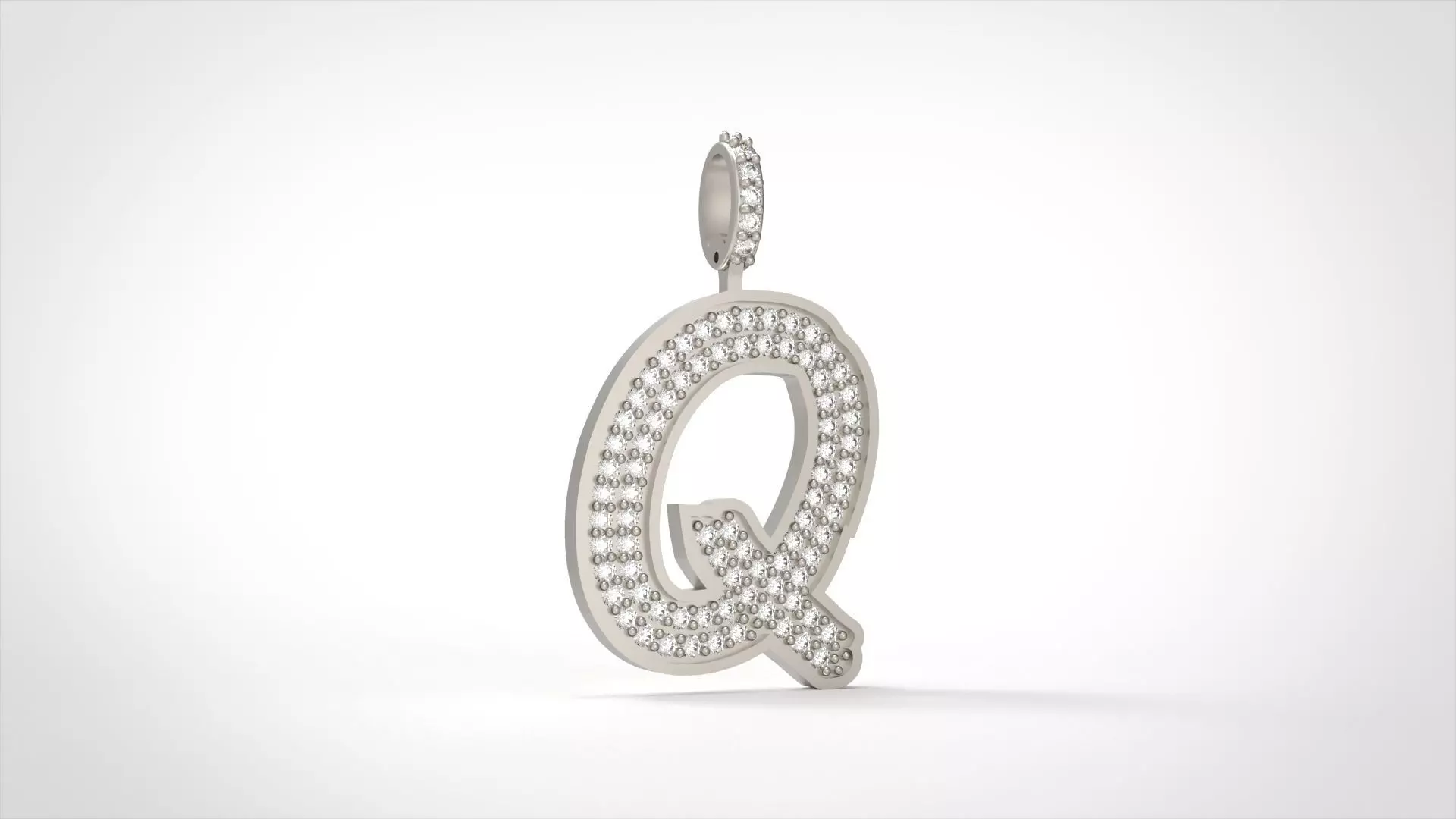 Model 844 Initial Q Diamond Letter Pendant 3D print model_0