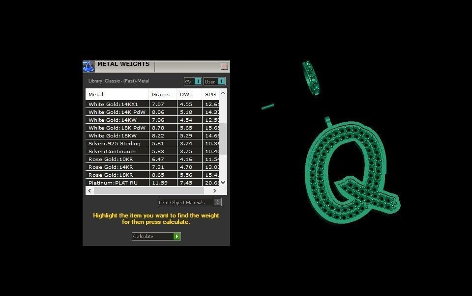 Model 844 Initial Q Diamond Letter Pendant 3D print model_12