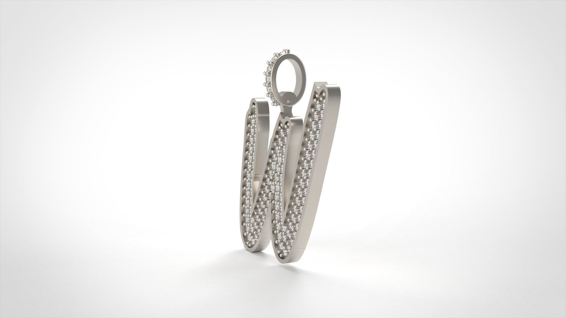 Model 845 Initial W Diamond Letter Pendant 3D print model_3