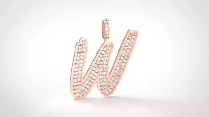 Model 845 Initial W Diamond Letter Pendant
