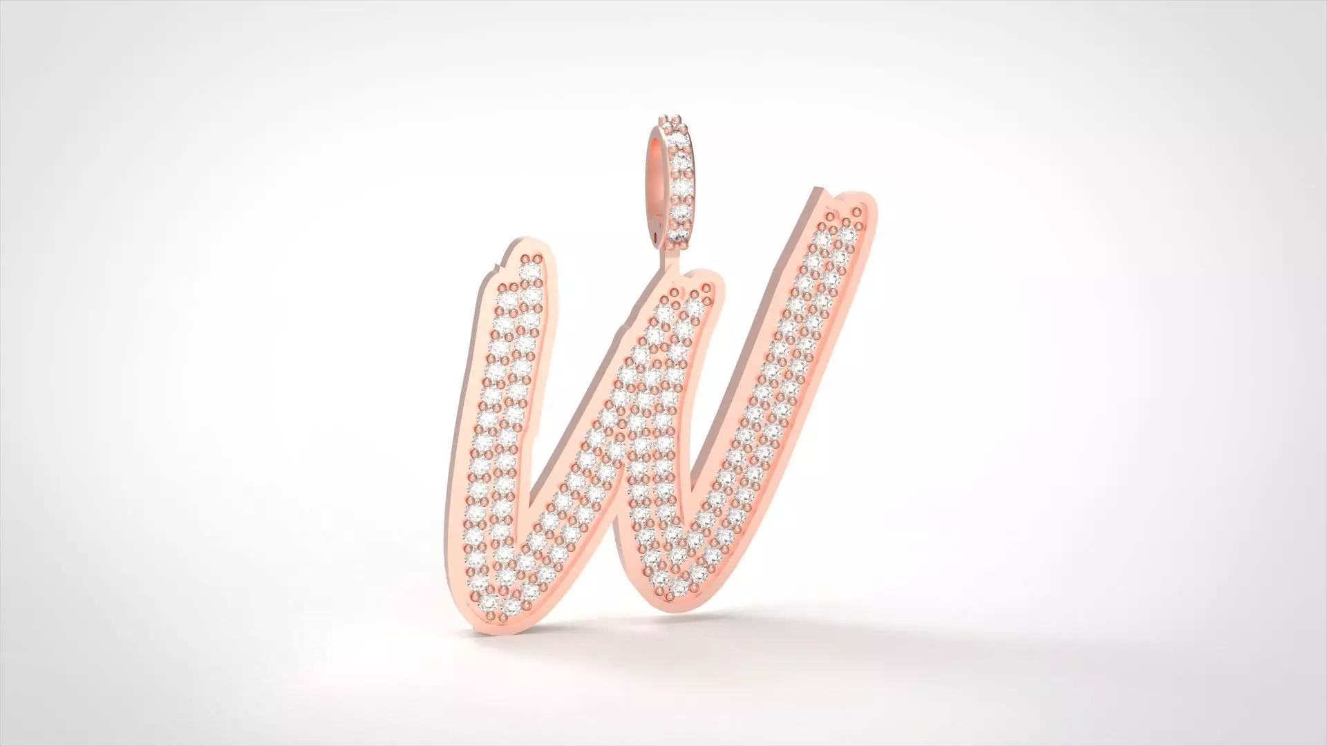 Model 845 Initial W Diamond Letter Pendant 3D print model_0
