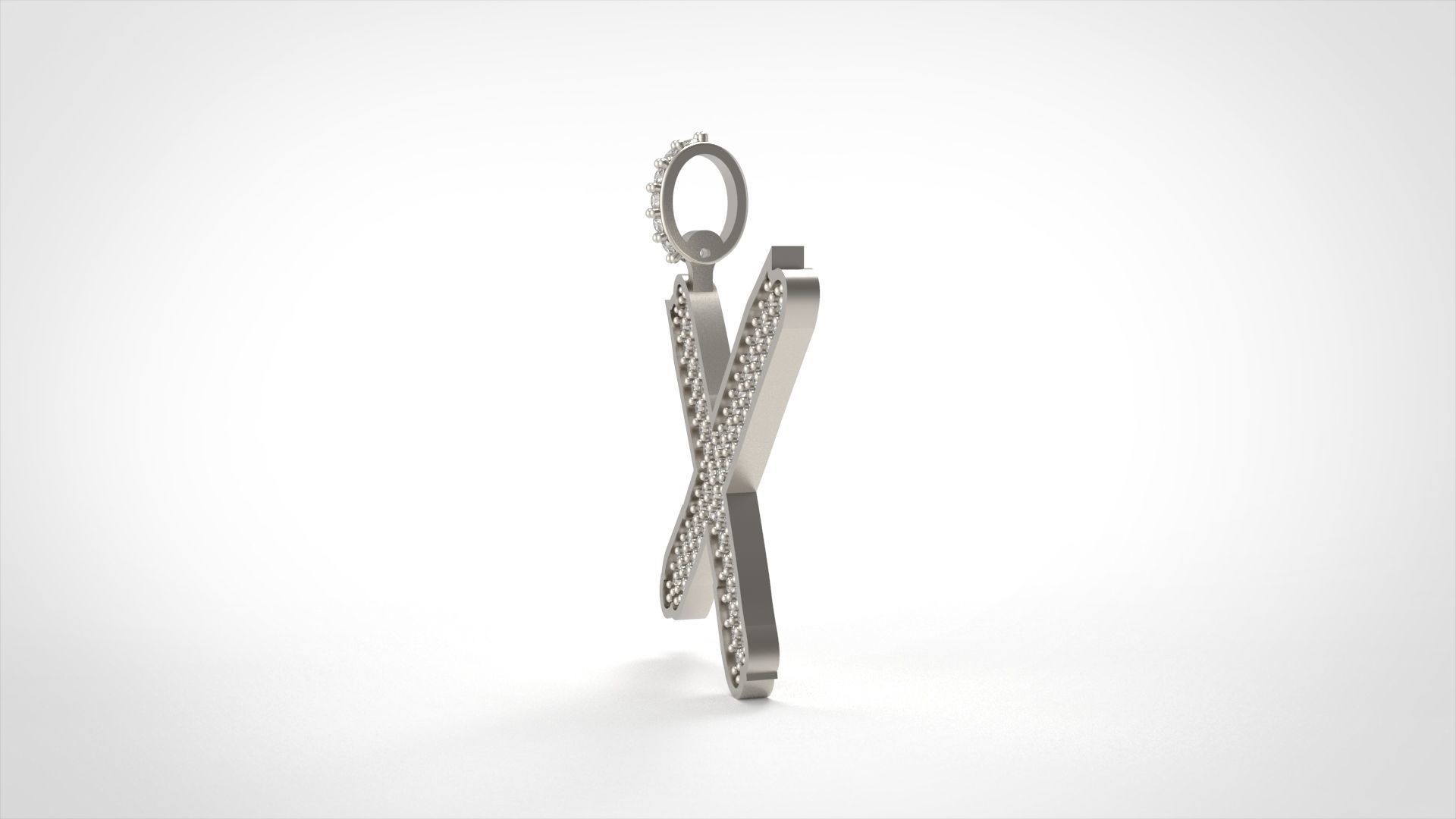 Model 846 Initial X Diamond Letter Pendant 3D print model_3