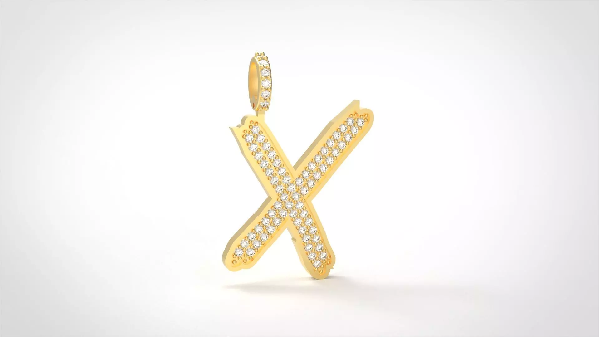 Model 846 Initial X Diamond Letter Pendant 3D print model_0