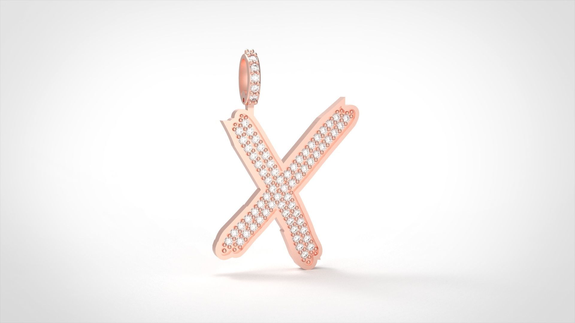 Model 846 Initial X Diamond Letter Pendant 3D print model_1