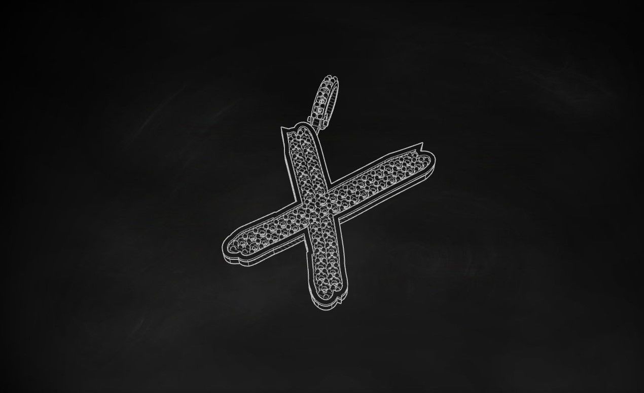 Model 846 Initial X Diamond Letter Pendant 3D print model_9