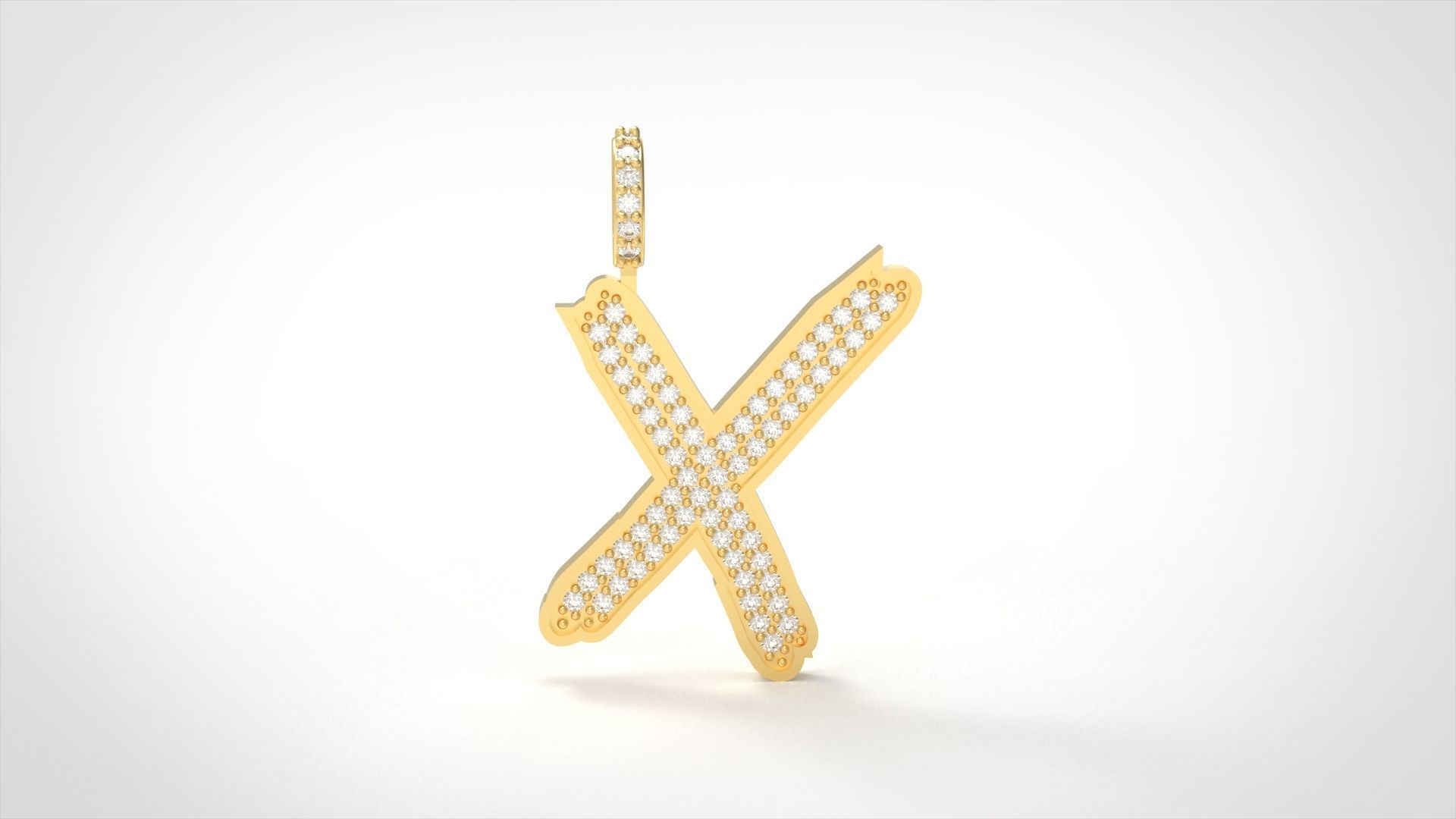 Model 846 Initial X Diamond Letter Pendant 3D print model_2