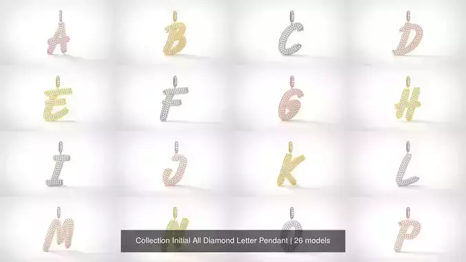 Collection Initial All Diamond Letter Pendant 