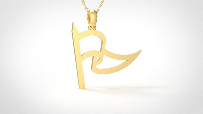Model 917 Initial Flag Logo Pendant 3D print model