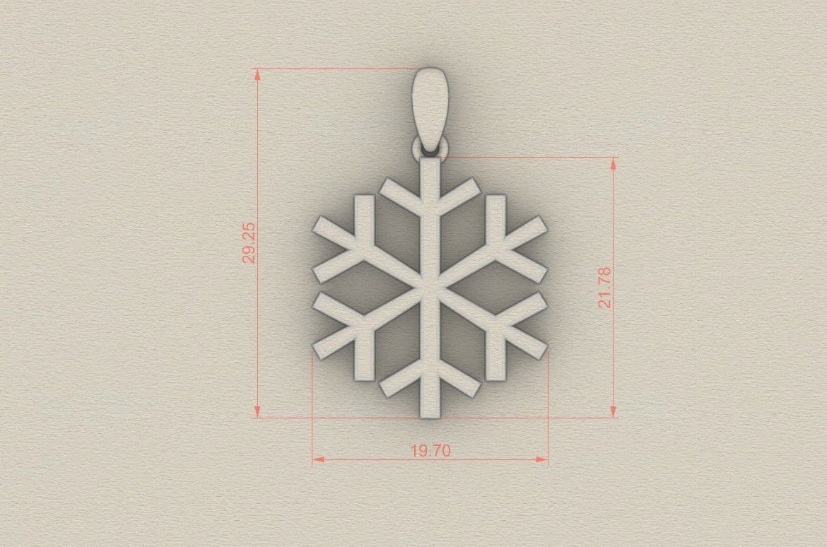 Model 920 Initial Snowflake Logo Pendant 3D print model_6