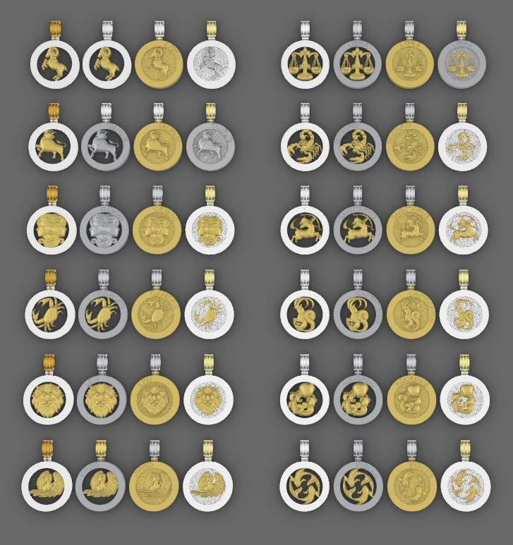 48 model of  zodiac pendant 3D print model_1