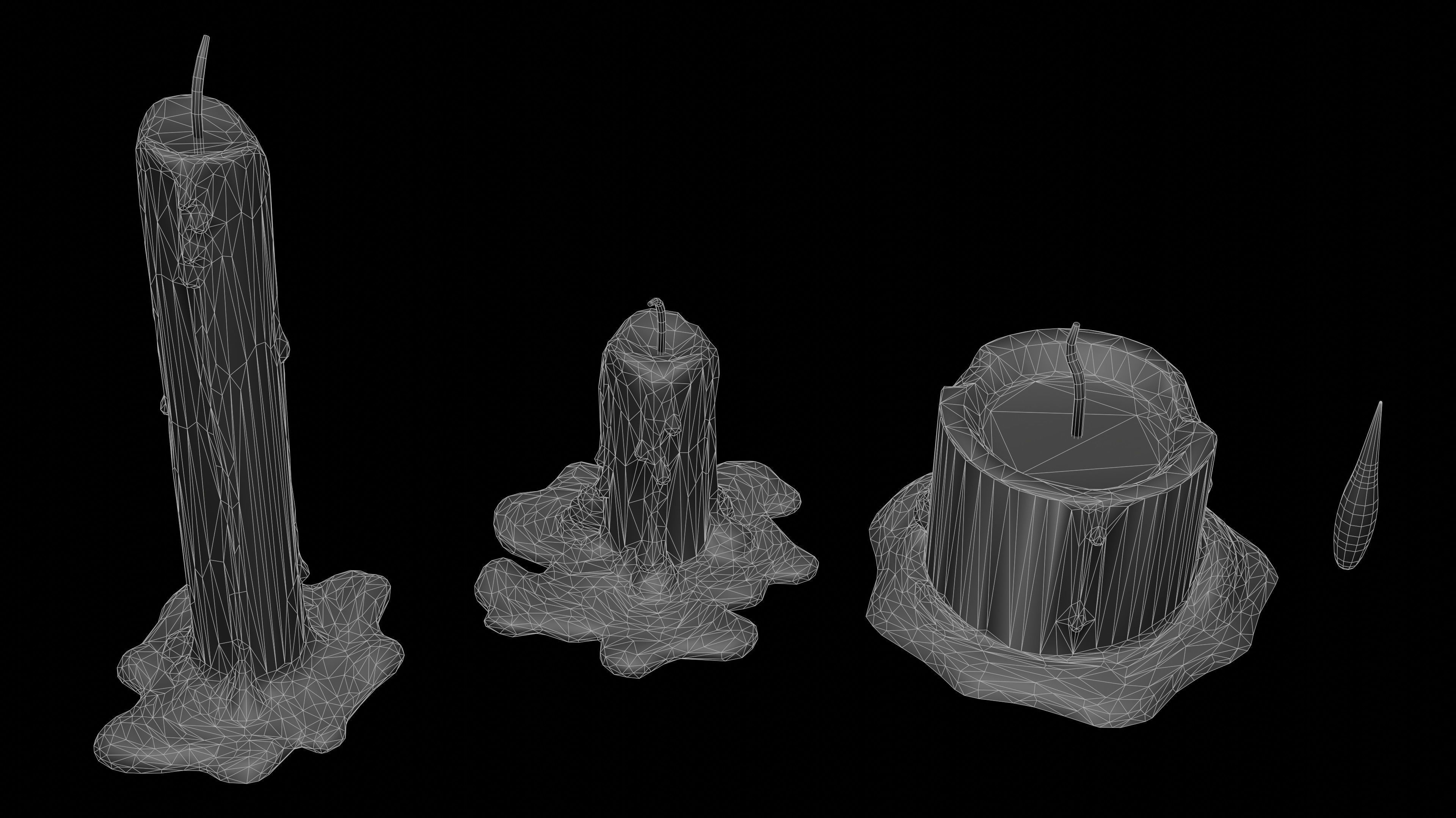 candles three Low-poly 3D model_8