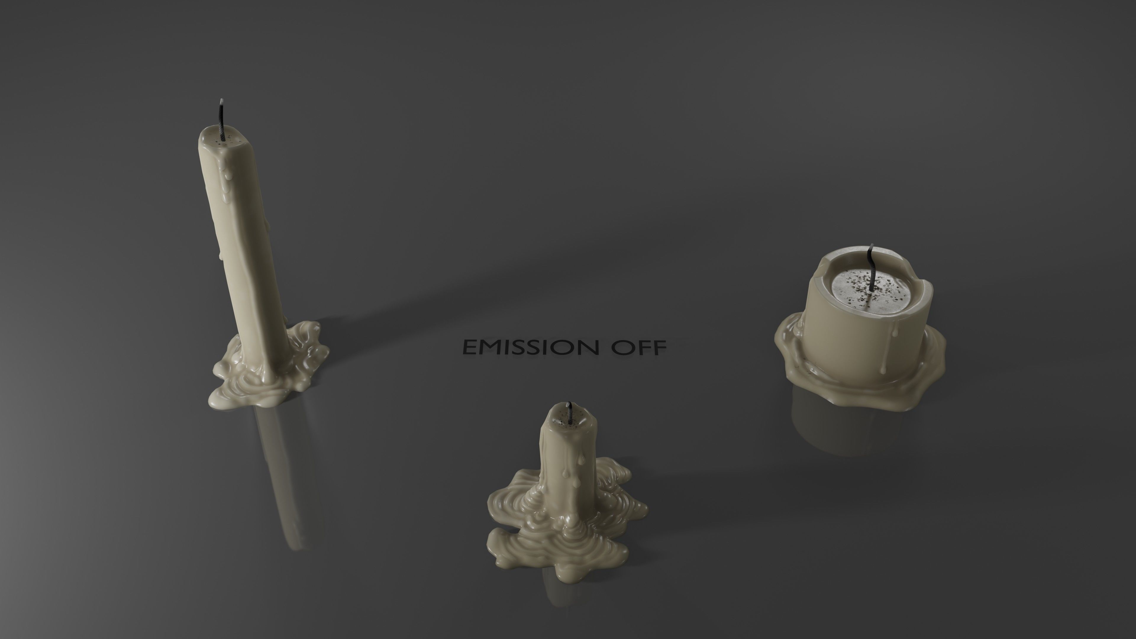 candles three Low-poly 3D model_3