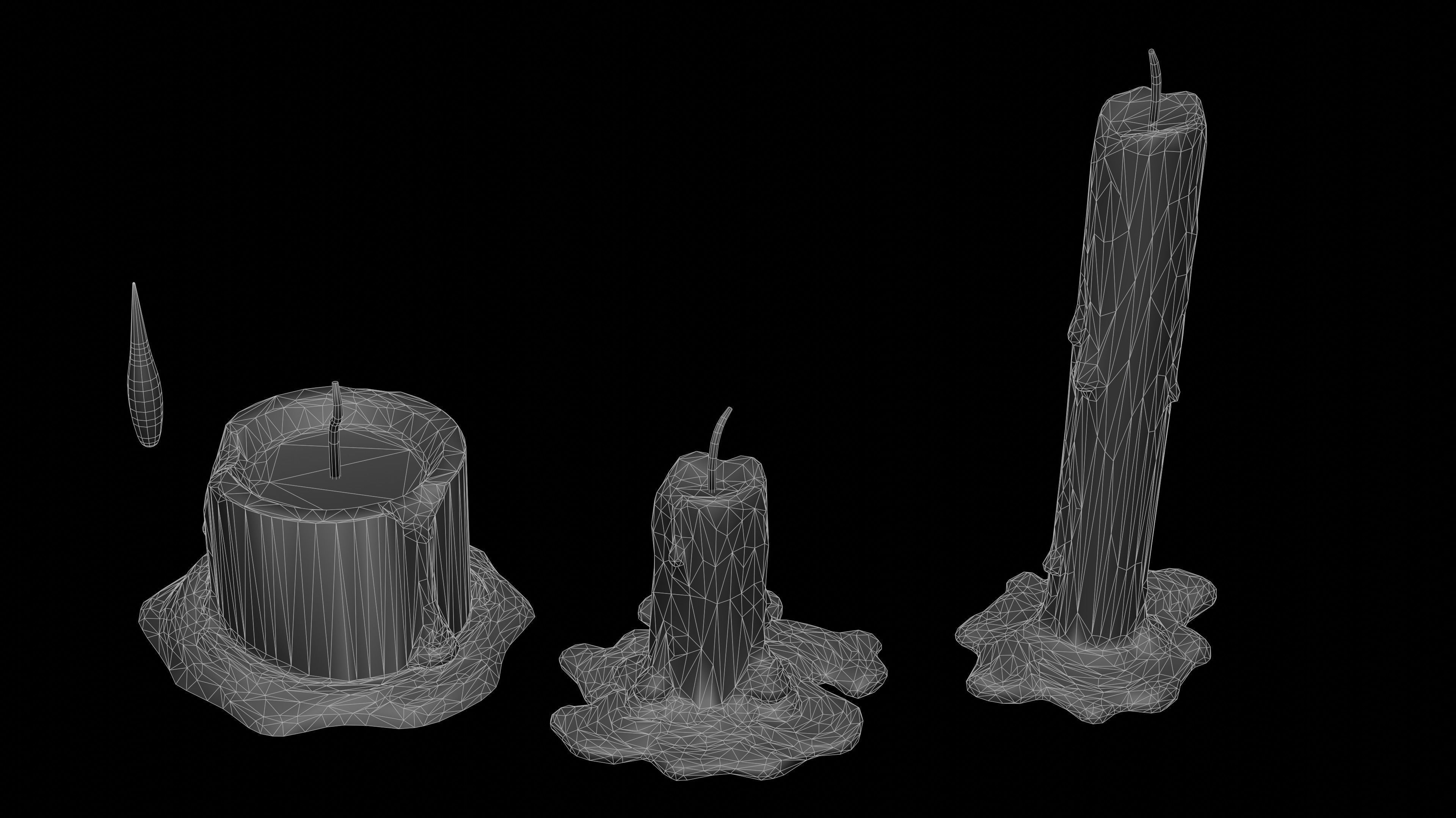 candles three Low-poly 3D model_9