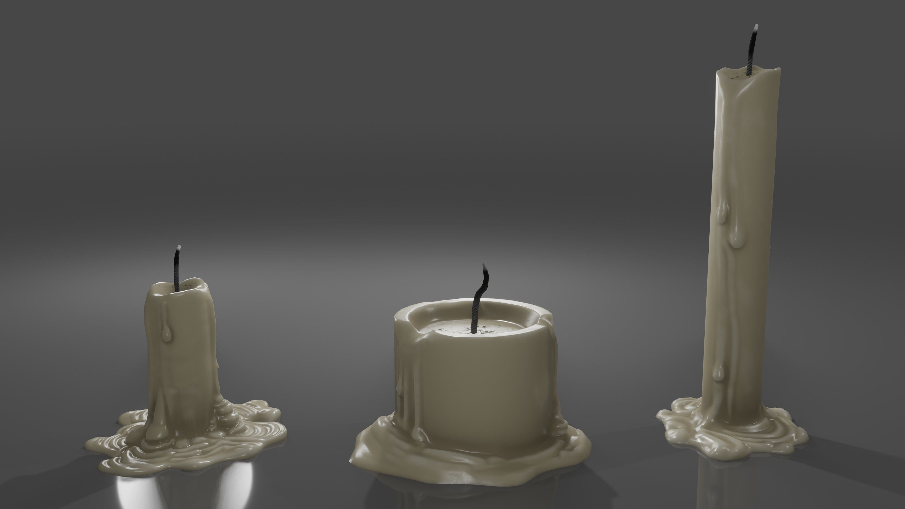 candles three Low-poly 3D model_5