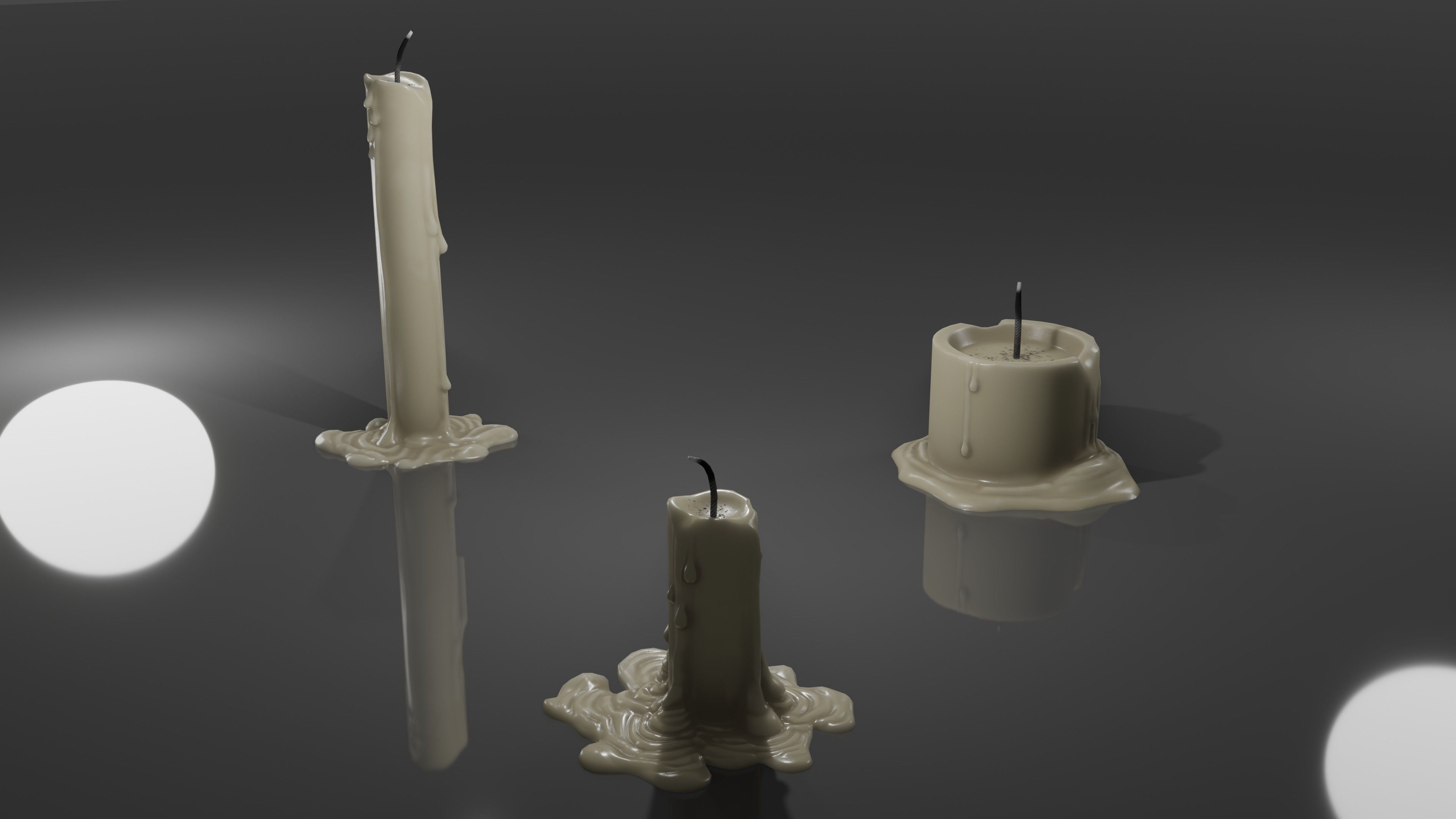 candles three Low-poly 3D model_4