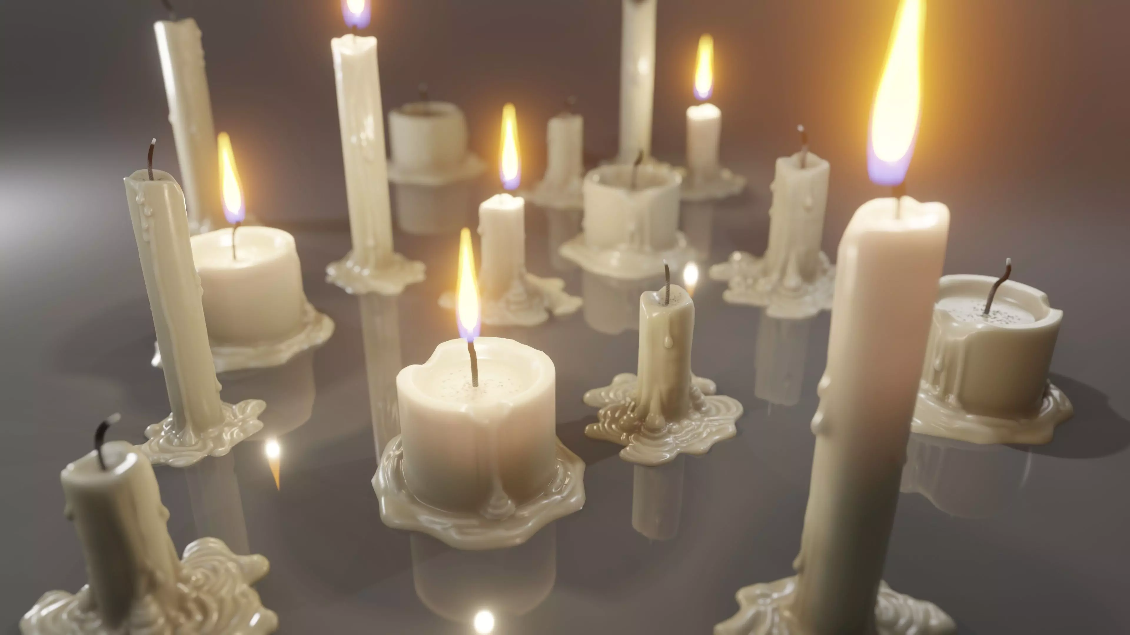 candles three Low-poly 3D model_0