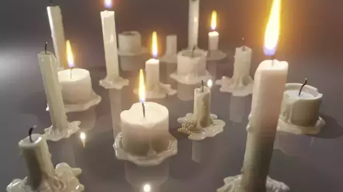 candles three Low-poly 3D model