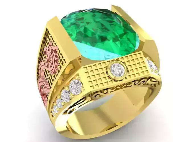 lucky korea  diamond dragon men ring 3412