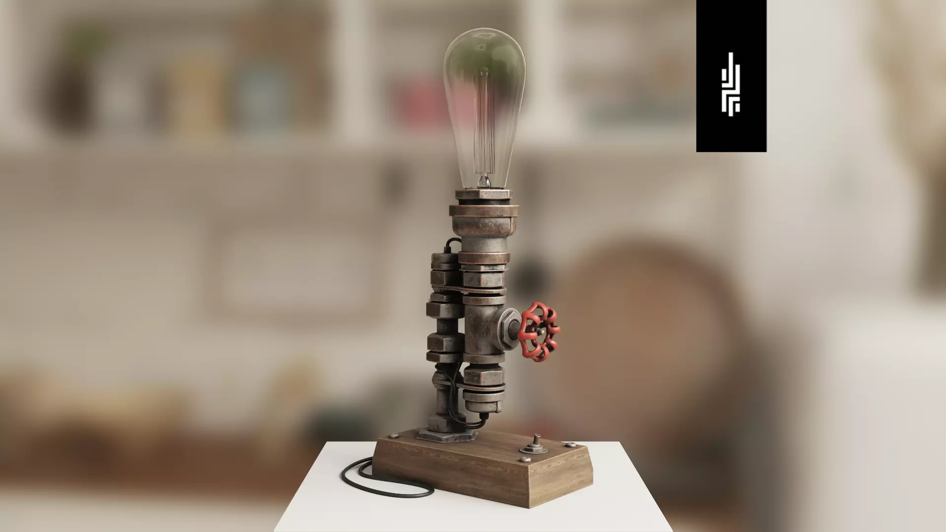 Metal Lamp 01 Low-poly 3D model_0