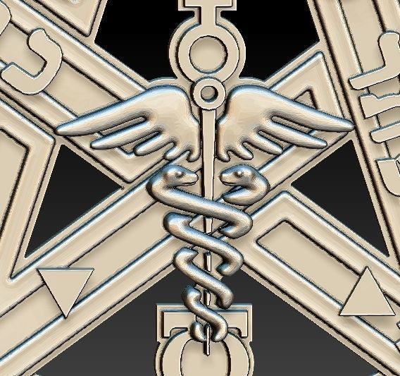 Tetragrammaton pendant in high relief hollowed 3D print model_3
