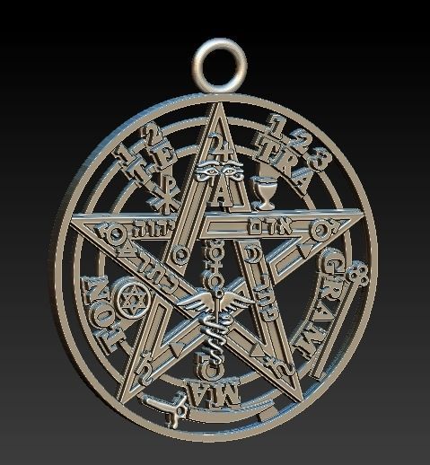 Tetragrammaton pendant in high relief hollowed 3D print model_1
