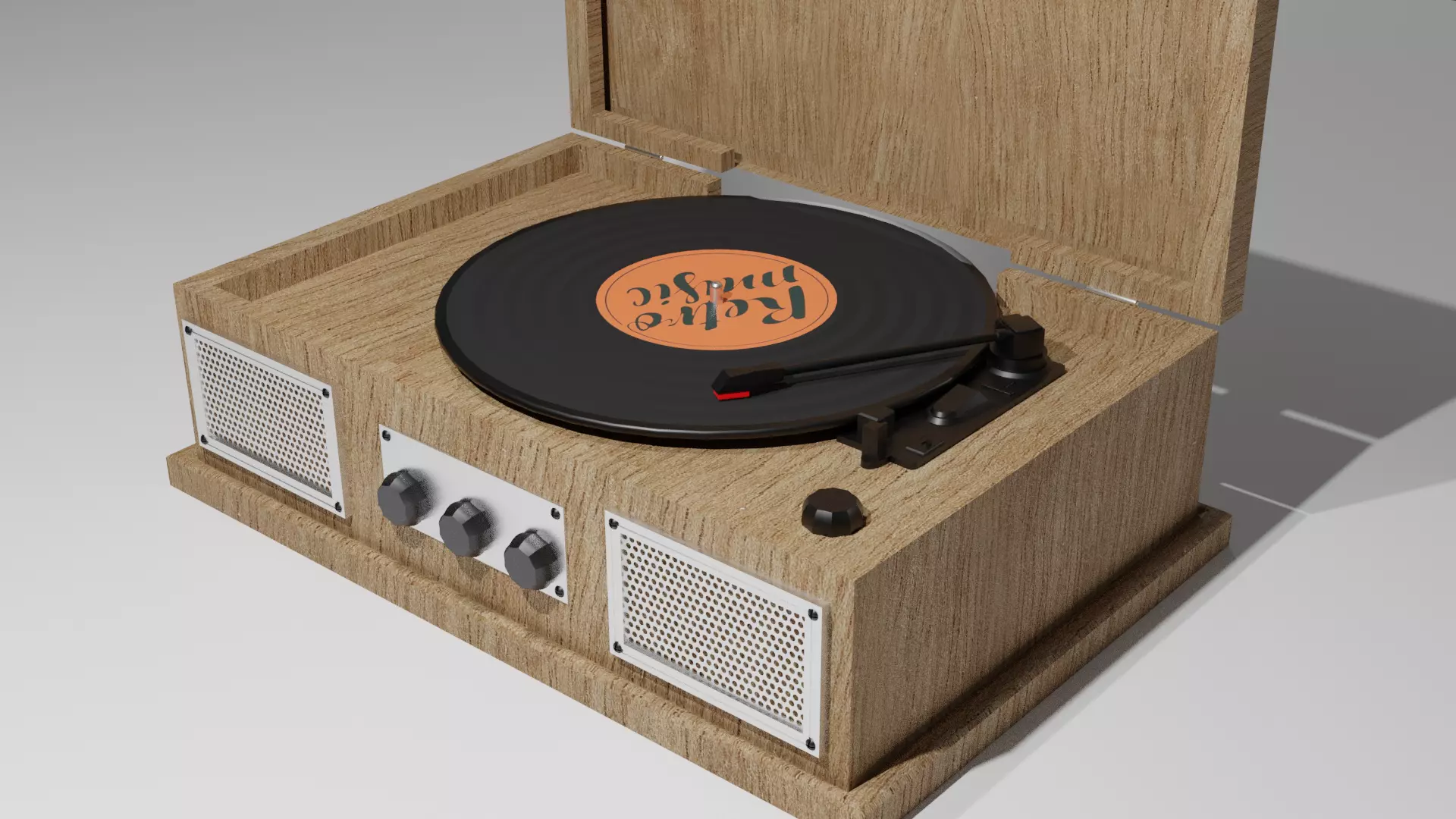 Vintage turntable Low-poly 3D model_0