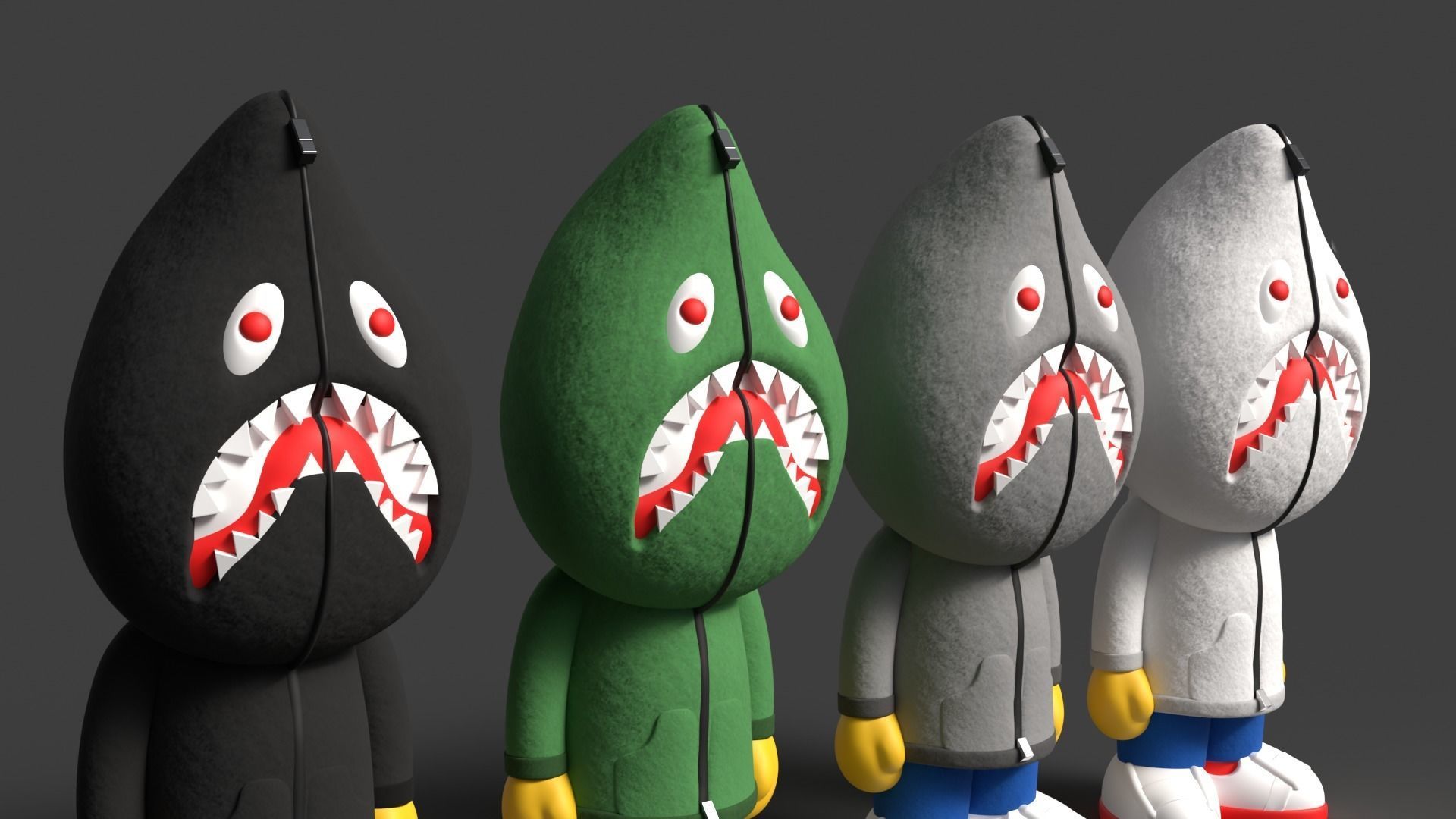 SHARKY- A BATHING APE - BAPE - HOODIE FIGURE 3D print model_3