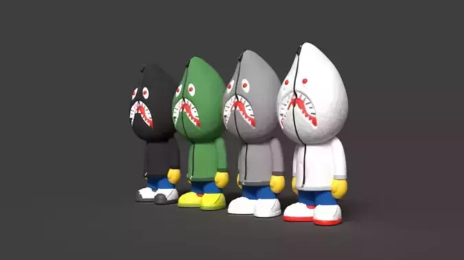 SHARKY- A BATHING APE - BAPE - HOODIE FIGURE 3D print model