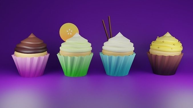 Blender3D  LOW POLY CUPCAKE MODEL Low-poly 3D model 2