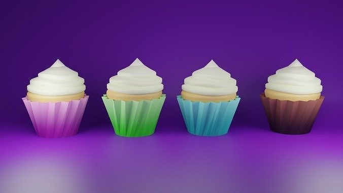 Blender3D  LOW POLY CUPCAKE MODEL Low-poly 3D model 3