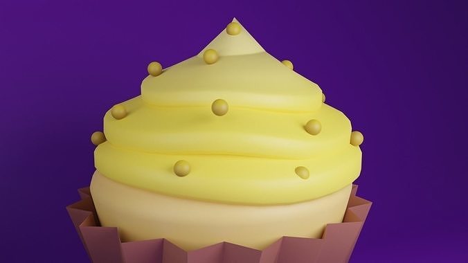 Blender3D  LOW POLY CUPCAKE MODEL Low-poly 3D model 6